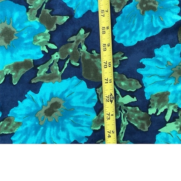 100% Silk Large Vibrant Floral Scarf/Wrap in Blue and Green by J. Crew EUC - Picture 9 of 11